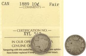 1889 10¢ ICCS Fair - Rare Key Date. Estimate: 400 - AND UP CAD