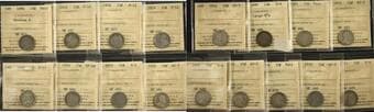 1896-1948 10¢ Group of 17 Coins - All certified by ICCS and graded from Poor to VF-20. Estimate: 100 - AND UP CAD