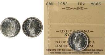 1952 10¢ ICCS MS66 Blast white example. Estimate: 150 - AND UP CAD