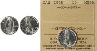 1958 10¢ ICCS MS66 Blast white example. Estimate: 50 - AND UP CAD