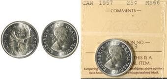 1957 25¢ ICCS MS66 Blast white example. Estimate: 100 - AND UP CAD