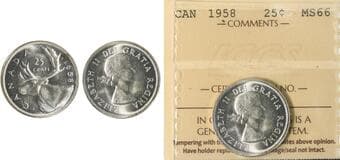 1958 25¢ ICCS MS66 Blast white example. Estimate: 75 - AND UP CAD