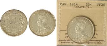 1914 50¢ ICCS VF30 Lustrous example. Estimate: 500 - AND UP CAD