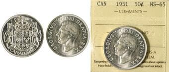 1951 50¢ ICCS MS65. Blast white example.hite. Estimate: 175 - AND UP CAD