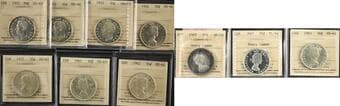 Canada Collection of 50 Cent pieces comprising the following dates: 1951, 1952 (2 coins), 1954, 1955, 1961, 1962, 1963,...