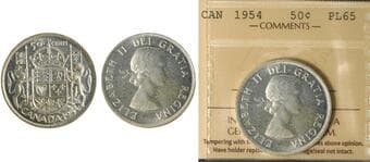 1954 50¢ ICCS PL65 Brilliant and lustrous example. Estimate: 100 - AND UP CAD