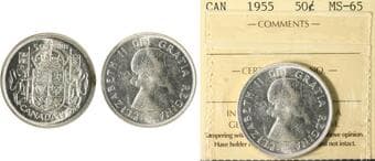 1955 50¢ ICCS MS65. Blast white example. Estimate: 200 - AND UP CAD