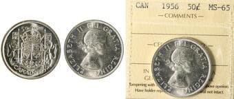 1956 50¢ ICCS MS65 Blast white example. Estimate: 125 - AND UP CAD