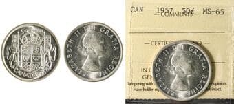 1957 50¢ ICCS MS65 Blast white example. Estimate: 100 - AND UP CAD