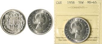1958 50¢ ICCS MS65 Blast white example. Estimate: 100 - AND UP CAD