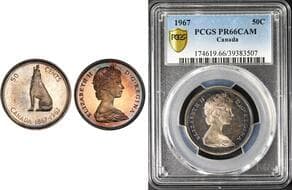 1967 50¢ PCGS PROOF-66CAM - Beautifully toned example exhibiting strong contrast between frosted devices and deeply...