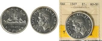 1947 $1 "Pointed 7 - 4 X HP" ICCS AU50 Estimate: 300 - AND UP CAD
