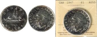 1947 $1 "Maple Leaf" ICCS AU55. Lustrous example. Estimate: 750 - AND UP CAD