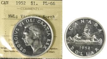 1952 $1 "NWL" ICCS PL66. Deeply reflective, highly lustrous fields with sharp, well-preserved detail throughout....