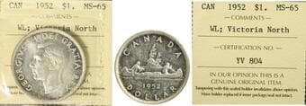 1952 $1 "WL" ICCS MS65. Ex. Victoria North Collection. Estimate: 325 - AND UP CAD