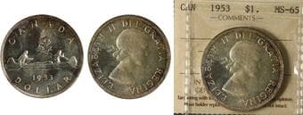 1953 $1 "NSF" ICCS Gem Mint State-65 Brilliantly preserved example with only the lightest peripheral toning confined...