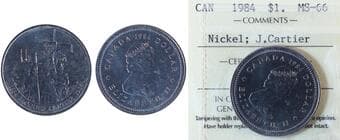 1984 $1 "Nickel - Jacques Cartier" ICCS MS66 Estimate: 75 - AND UP CAD