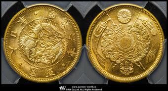 日本 旧五圓金貨(縮小) Old type 5Yen 明治6年(1873) JNDA01-3A Fr-47 KM-Y11a PCGS-MS64 UNC+