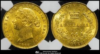AUSTRALIA オーストラリア Sovereign 1866 Fr-10 KM-4 ヴィクトリア シドニータイプ NGC-MS61 AU