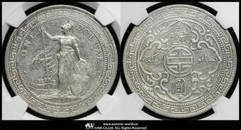 British Trade Dollar イギリス貿易銀 Dollar 1900B KM-T5 ブリタニア NGC-AU Details"Cleaned" 洗浄 EF
