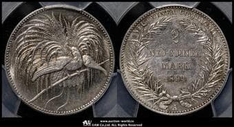 GERMAN NEW-GUINEA ドイツ領ニューギニア 2Mark 1894A J-706 KM-6 極楽鳥 ベルリン プルーフ銀貨...
