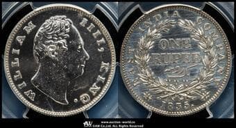INDIA British-India イギリス領インド Restrike Rupee 1835(C) KM-450.2 ウィリアム4世 Raised F 陽刻...