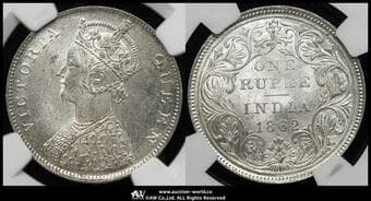 INDIA British India イギリス領インド Rupee 1862(C) KM-473.1 ヴィクトリア カルカッタ NGC-MS63...