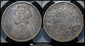 INDIA British India イギリス領インド Restrike Rupee 1875(C) KM-473.2 ヴィクトリア カルカッタ...