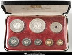 PAPUA NEW-GUINEA パプアニューギニア Proof Set 1975FM KM-PS1 10Kina(45㎜ 41.6g 92.5%)と5Kina(40㎜...