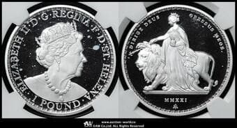 SAINT HELENA セントヘレナ Pound in Silver 2021 ウナとライオン 1オンス(oz)プルーフ銀貨 The...