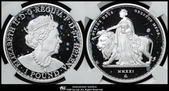 SAINT HELENA セントヘレナ Pound in Silver 2021 ウナとライオン 1オンス(oz)プルーフ銀貨 The...
