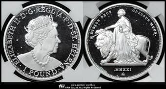 SAINT HELENA セントヘレナ Pound in Silver 2021 ウナとライオン 1オンス(oz)プルーフ銀貨 The...