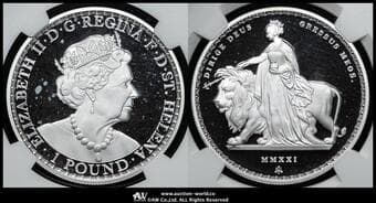 SAINT HELENA セントヘレナ Pound in Silver 2021 ウナとライオン 1オンス(oz)プルーフ銀貨 The...