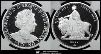 SAINT HELENA セントヘレナ Pound in Silver 2021 ウナとライオン 1オンス(oz)プルーフ銀貨 The...