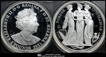 SAINT HELENA セントヘレナ 2Pounds in Silver 2021 スリーグレイセス 2オンス(oz)プルーフ銀貨...