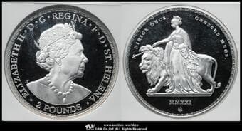 SAINT HELENA セントヘレナ 2Pounds in Silver 2021 ウナとライオン 2オンス(oz)プルーフ銀貨...