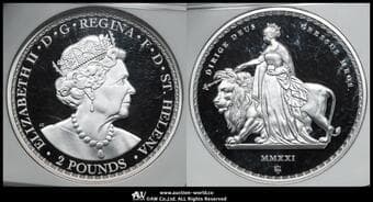 SAINT HELENA セントヘレナ 2Pounds in Silver 2021 ウナとライオン 2オンス(oz)プルーフ銀貨...