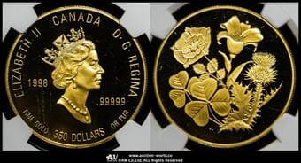 CANADA カナダ 350Dollars 1998 Fr-39 KM-308 州の花シリーズ:シャムロックとアザミ ...