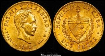CUBA キューバ 2Pesos 1916 Fr-6 KM-17 ホセ・マルティ (3.34g 90.0%) Scratched スクラッチ AU