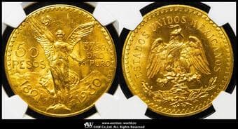 MEXICO メキシコ 50Pesos 1930 Fr-172 KM-481 ヴィクトリー(41.67g 90.0%) NGC-MS64 UNC+
