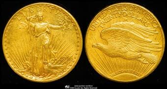 USA アメリカ合衆国 20Dollars 1916S Fr-186 KM-131 Saint-Gaudens サンフランシスコ (33.34g 90.0%) EF