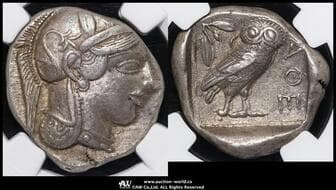ATTICA,Athens アッティカ,アテネ AR Tetradrachm 440~404BC 右向きアテナ頭像/ふくろう...