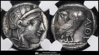 ATTICA,Athens アッティカ,アテネ AR Tetradrachm 440~404BC 右向きアテナ頭像/ふくろう...