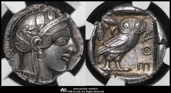 ATTICA,Athens アッティカ,アテネ AR Tetradrachm 440~404BC 右向きアテナ頭像/ふくろう...