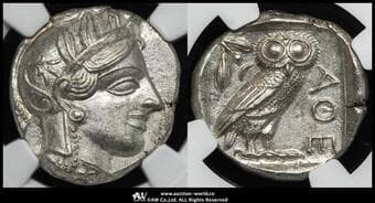 ATTICA,Athens アッティカ,アテネ AR Tetradrachm 440~404BC 右向きアテナ頭像/ふくろう...