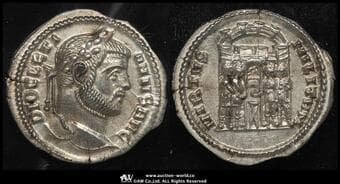 Roman Empire ローマ帝国 AR Argenteus Diocletian ディオクレティアヌス AD284~305 右向き胸像/VIRTVS...