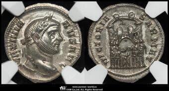 Roman Empire ローマ帝国 AR Argenteus Maximian マクシミアヌス AD286~310 右向き胸像/VICTORIA SARMAT...