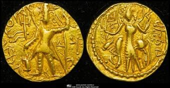Kushan Dynasty クシャン朝 AV Dinar Vasishka ヴァシシュカAD249~265 Fr-38...