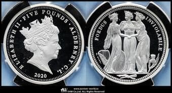 ALDERNEY オルダニー島 5Pounds in Silver 2020 KM-314 スリーグレイセス 2オンス(oz)プルーフ銀貨...