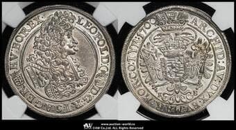 HOUSE OF HABSBURG Leopold I レオポルト1世(1657~1705) 1/2Taler 1700KB KM-251...